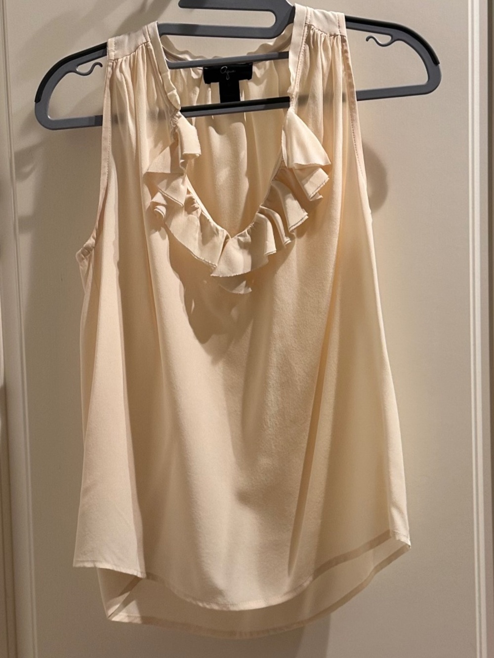 AQUA RUFFLE BLOUSE - 100% SILK
